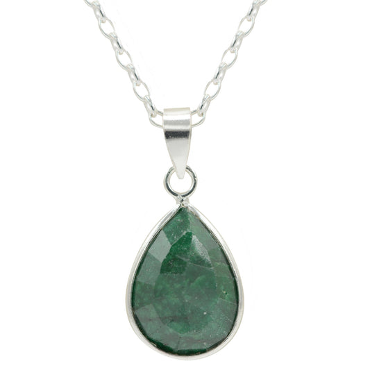 Sterling Silver Pendant with Natural Emerald – Gift of Elegance