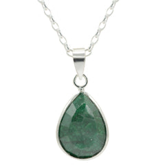 Sterling Silver Pendant with Natural Emerald – Gift of Elegance