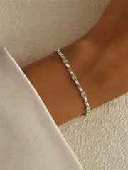 925 Sterling Silver Peridot Gemstone Tennis Bracelet for Women & Girls