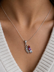 925 Sterling Silver Multistone Gemstone Pendant with Leaf Design for Women and Girls