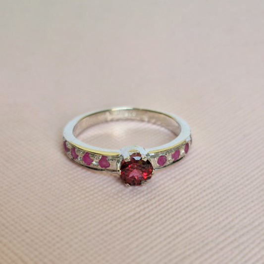 925 Sterling Silver Garnet Ring for Women | Handmade Red Gemstone Jewelry | Elegant and Classic Design | Size 2x0.5 cm