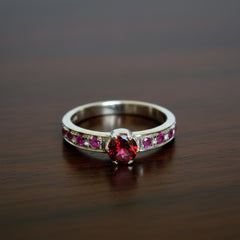 925 Sterling Silver Garnet Ring for Women | Handmade Red Gemstone Jewelry | Elegant and Classic Design | Size 2x0.5 cm