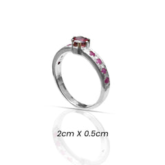 925 Sterling Silver Garnet Ring for Women | Handmade Red Gemstone Jewelry | Elegant and Classic Design | Size 2x0.5 cm