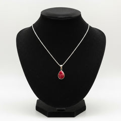925 Sterling Silver Ruby Pendant Necklace – Handcrafted natural ruby gemstone on an 18-inch sterling silver chain. Elegant, timeless jewelry for women