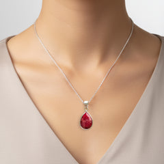 925 Sterling Silver Ruby Pendant Necklace – Handcrafted natural ruby gemstone on an 18-inch sterling silver chain. Elegant, timeless jewelry for women