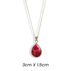 925 Sterling Silver Ruby Pendant Necklace – Handcrafted natural ruby gemstone on an 18-inch sterling silver chain. Elegant, timeless jewelry for women