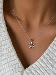 925 Sterling Silver Handmade Sun Face Pendant for Women and Girls