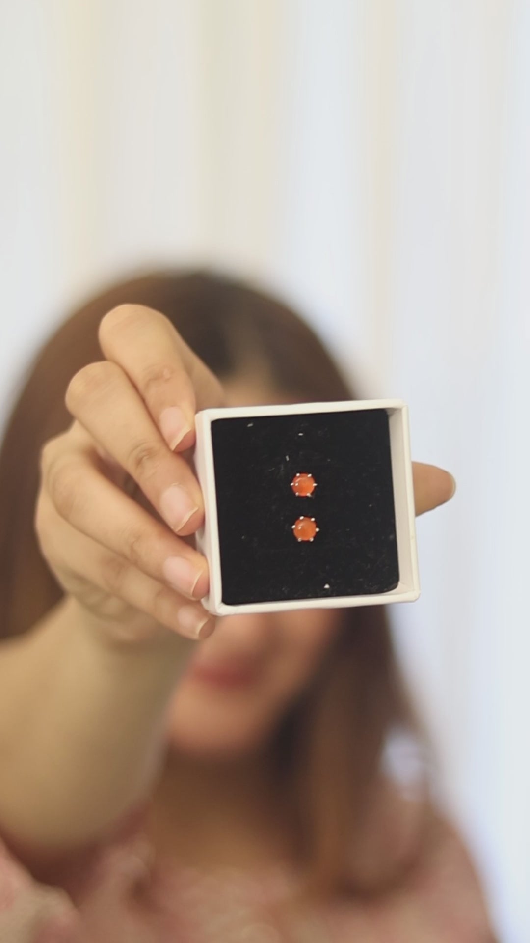 Bindi – Carnelian Silver Stud Earrings